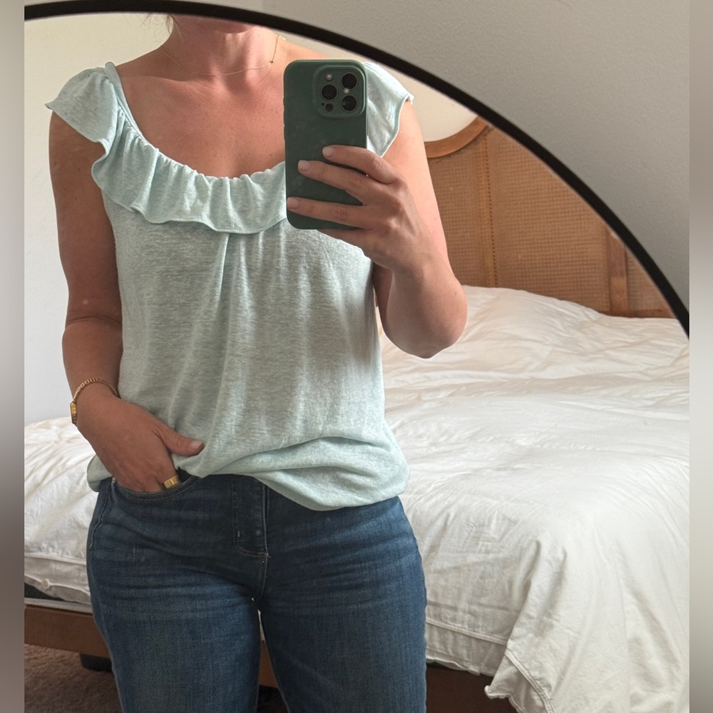 Old Navy Women's Soft Blue Ruffle Tank Top